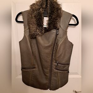 Faux leather  bomber vest.